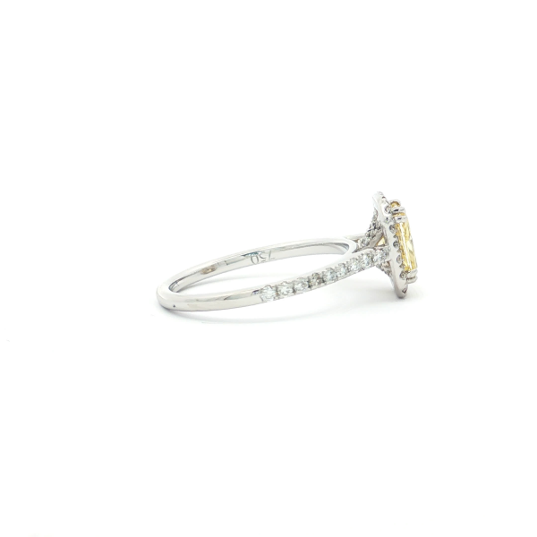 Fancy Vivid Yellow Radiant Diamond Halo Ring