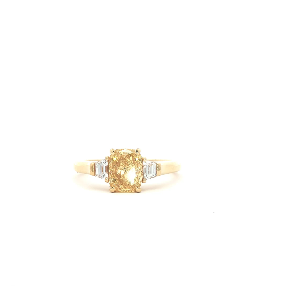 Fancy Vivid Yellow Сushion Diamond Ring