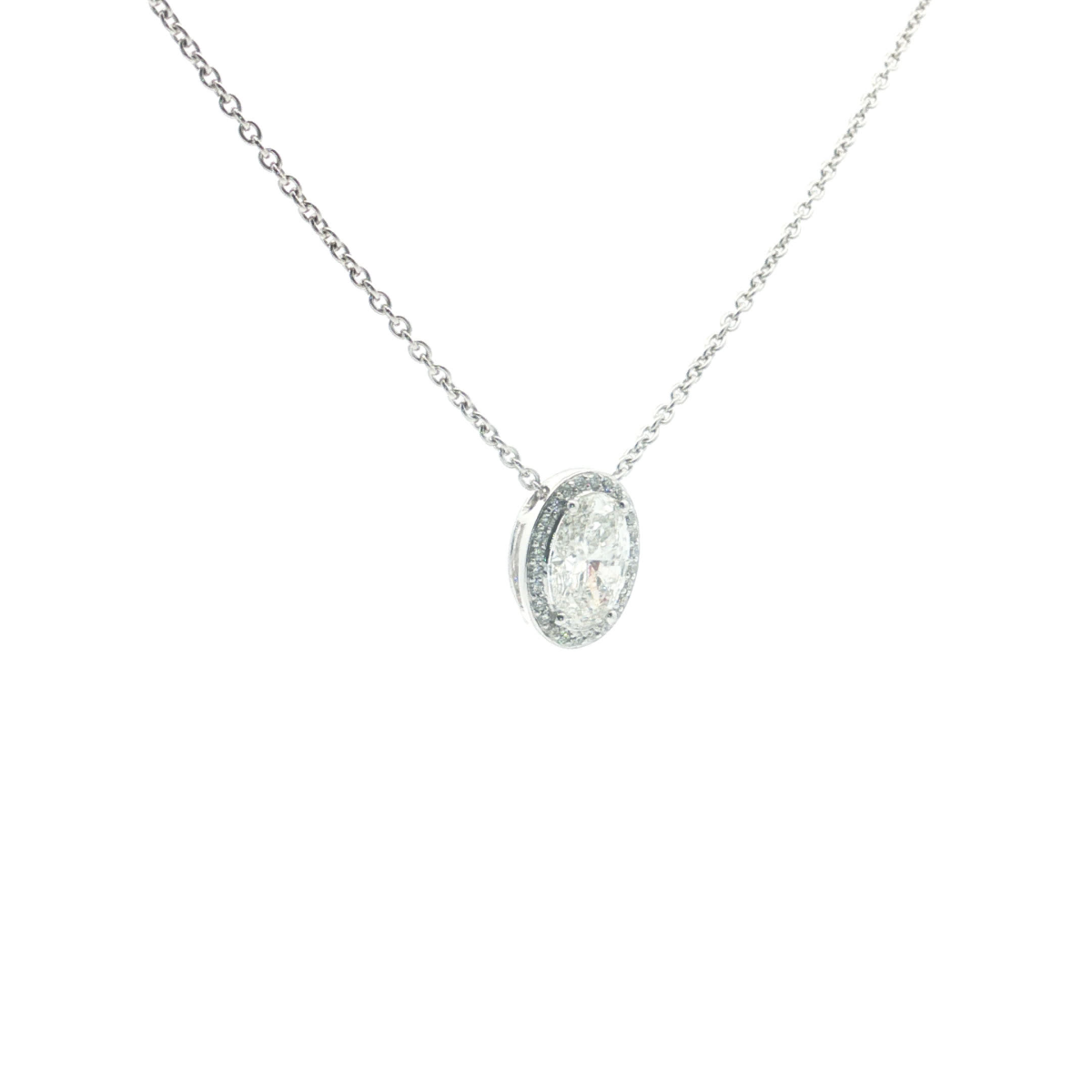 Oval Cut Diamond Pendant in White Gold