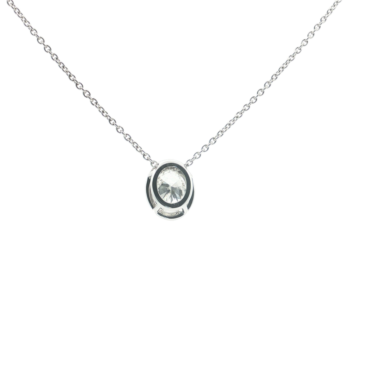 Oval Cut Diamond Pendant in White Gold