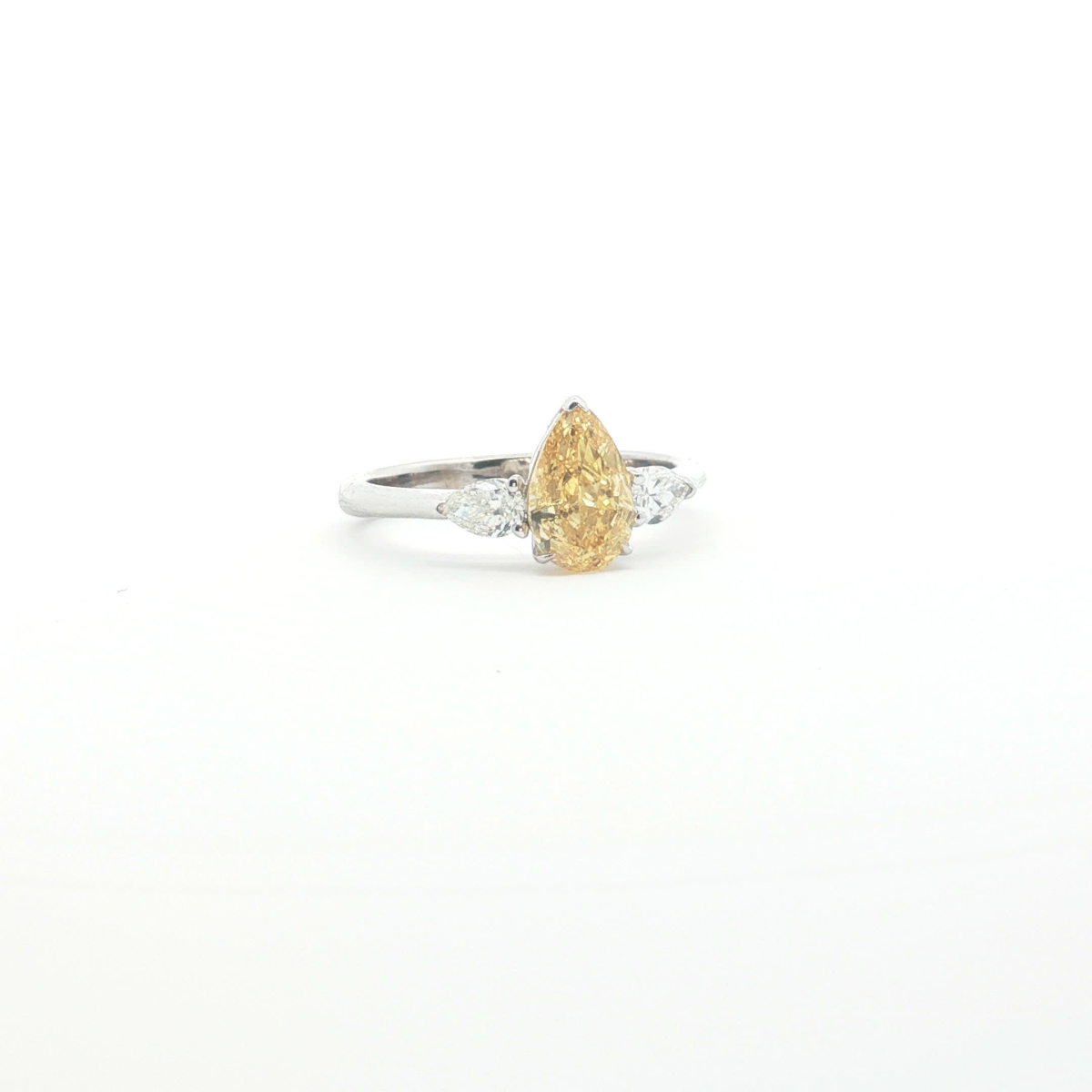 Fancy Yellow Pear Cut Diamond Ring