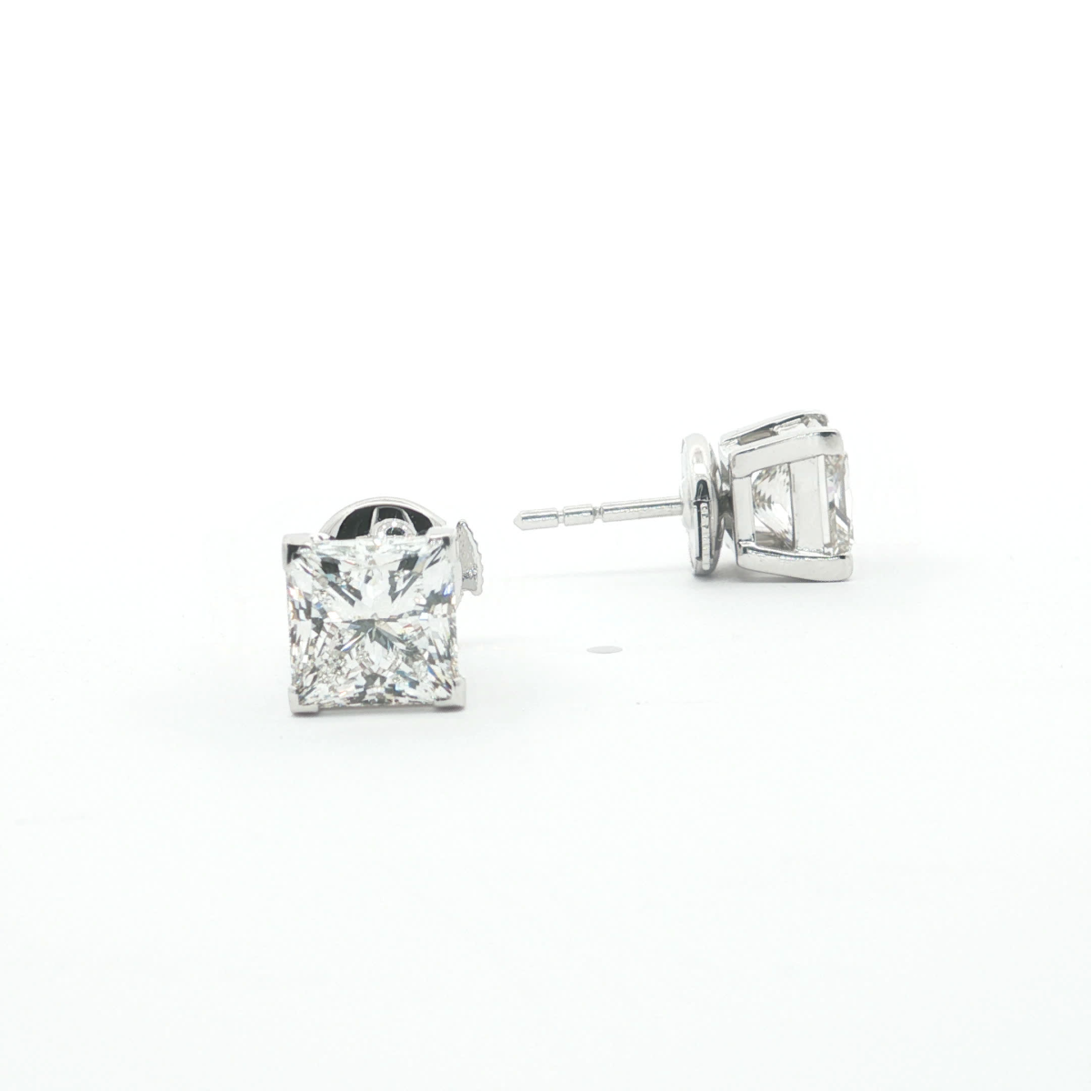 Princess Cut Diamonds Basket Earrings