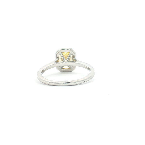 Fancy Vivid Yellow Radiant Diamond Halo Ring