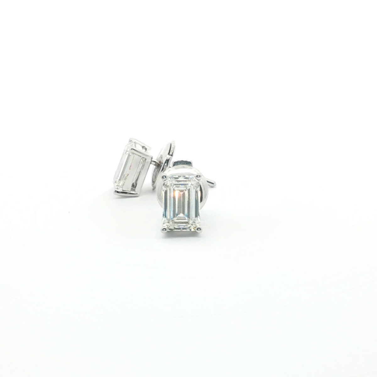 Emerald Cut Diamond Basket Studs
