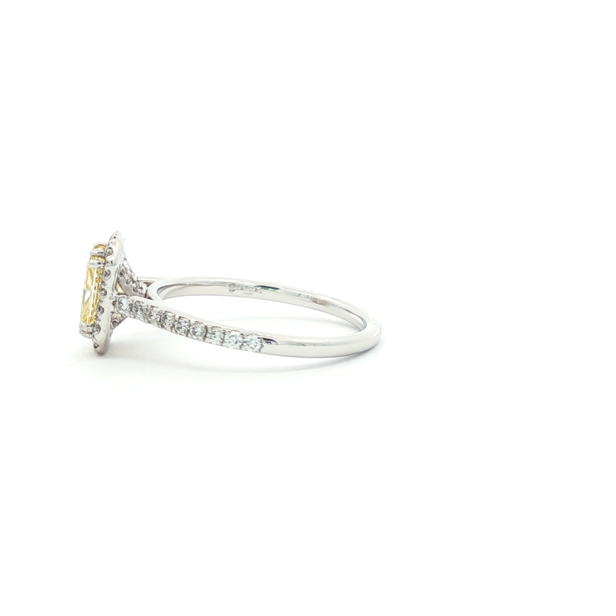 Fancy Vivid Yellow Radiant Diamond Halo Ring