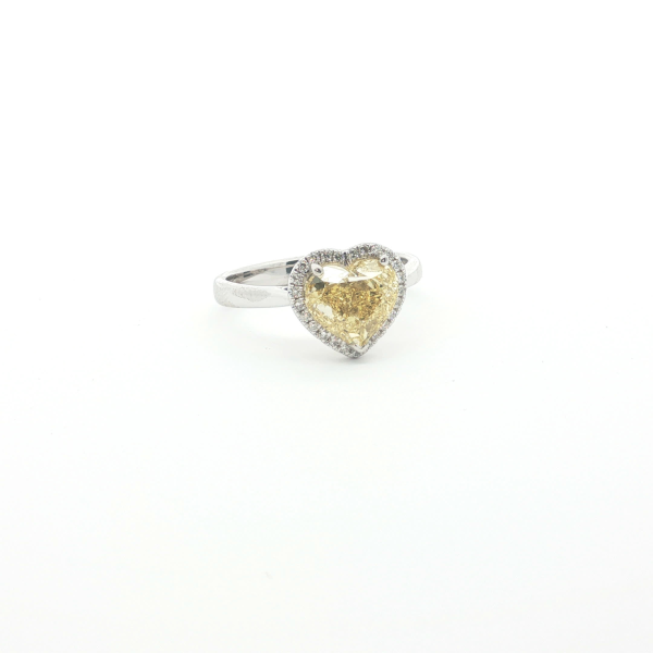 Fancy Vivid Yellow Heart Cut Diamond Ring