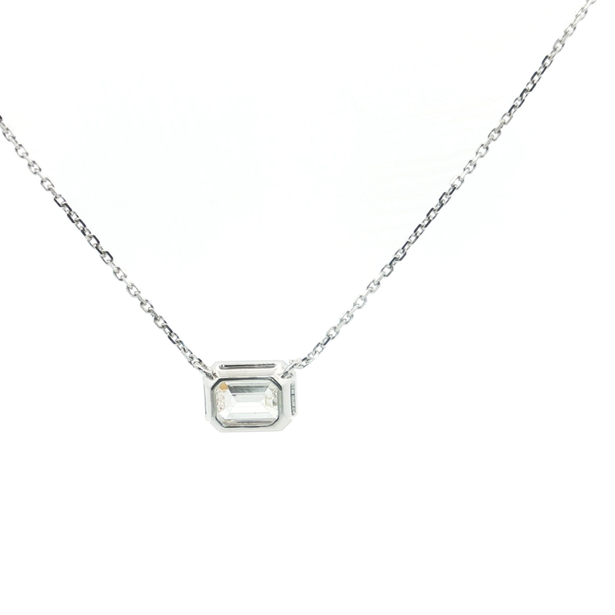 Emerald Cut Diamond Pendant in White Gold