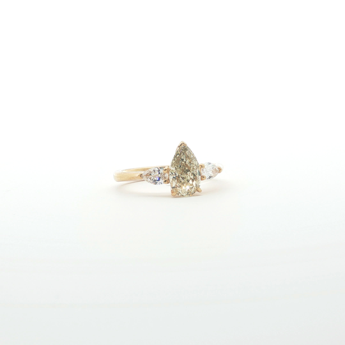 Fancy Yellow Pear Cut Diamond Ring
