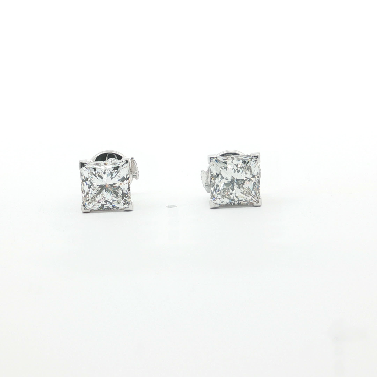 Princess Cut Diamonds Basket Earrings