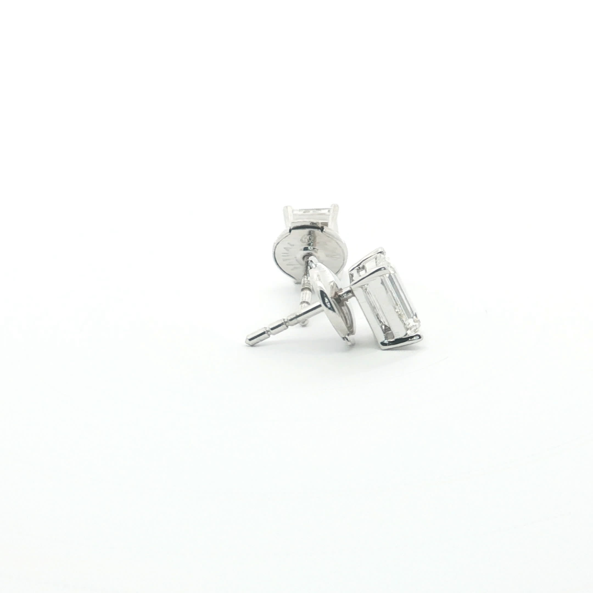 Emerald Cut Diamond Basket Studs