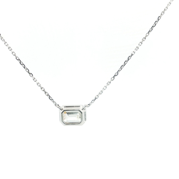 Emerald Cut Diamond Pendant in White Gold
