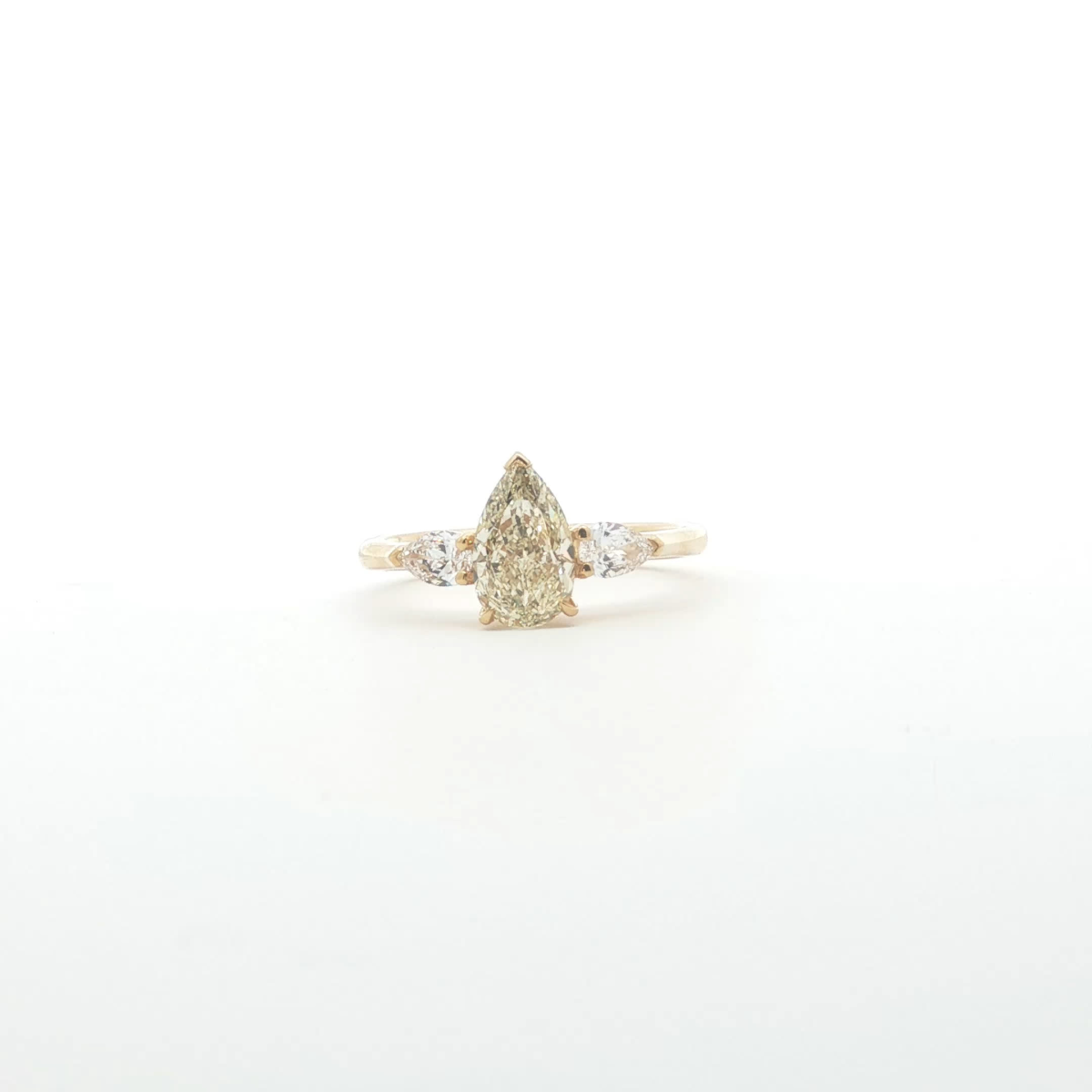 Fancy Yellow Pear Cut Diamond Ring