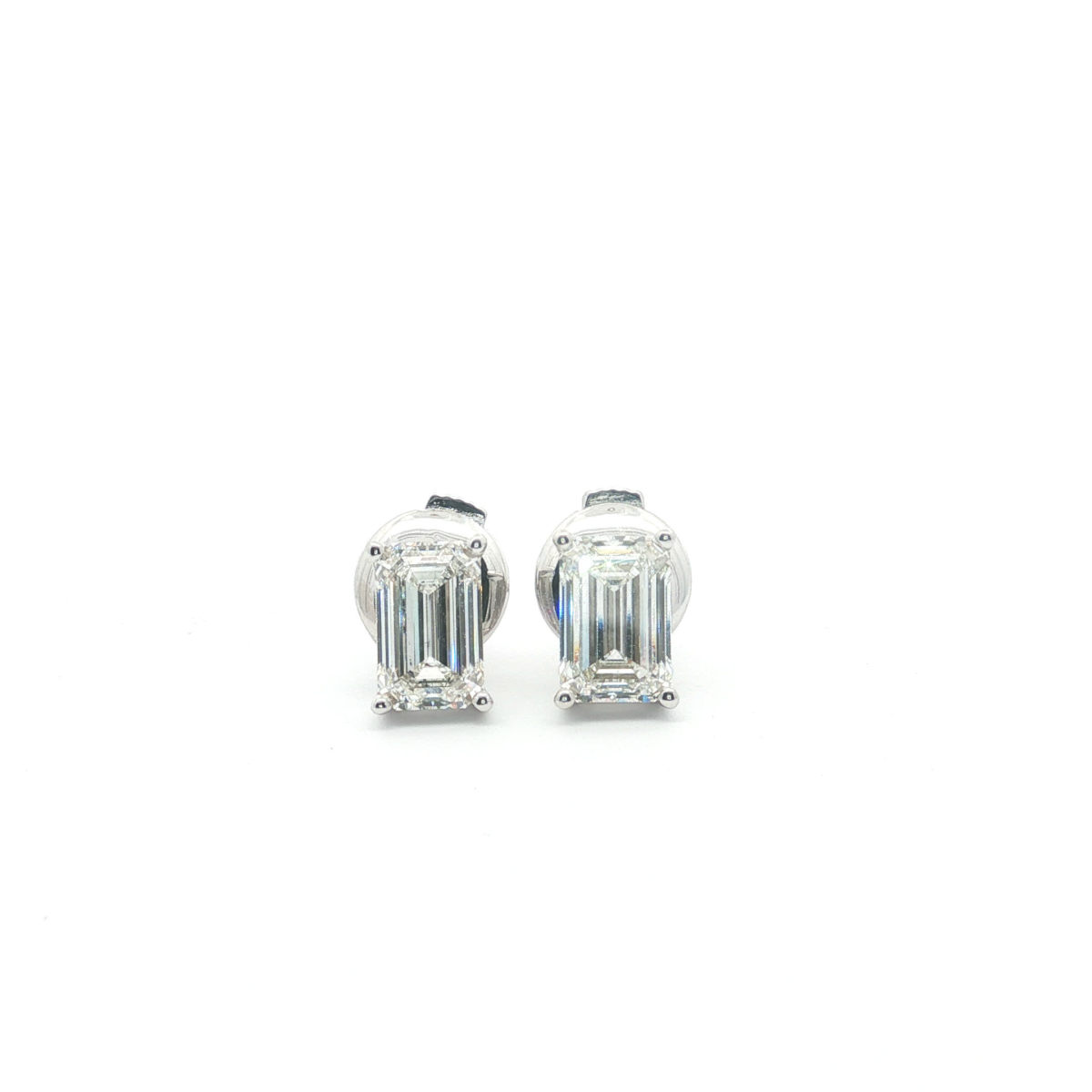Emerald Cut Diamond Basket Studs