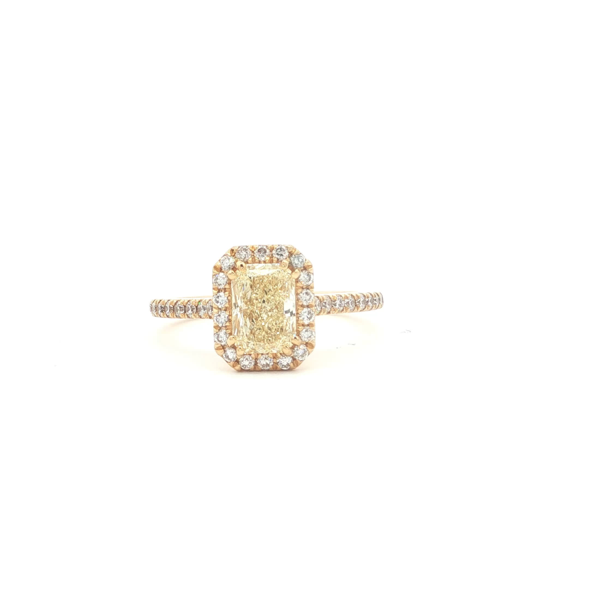 Fancy Yellow Radiant Diamond Halo Ring