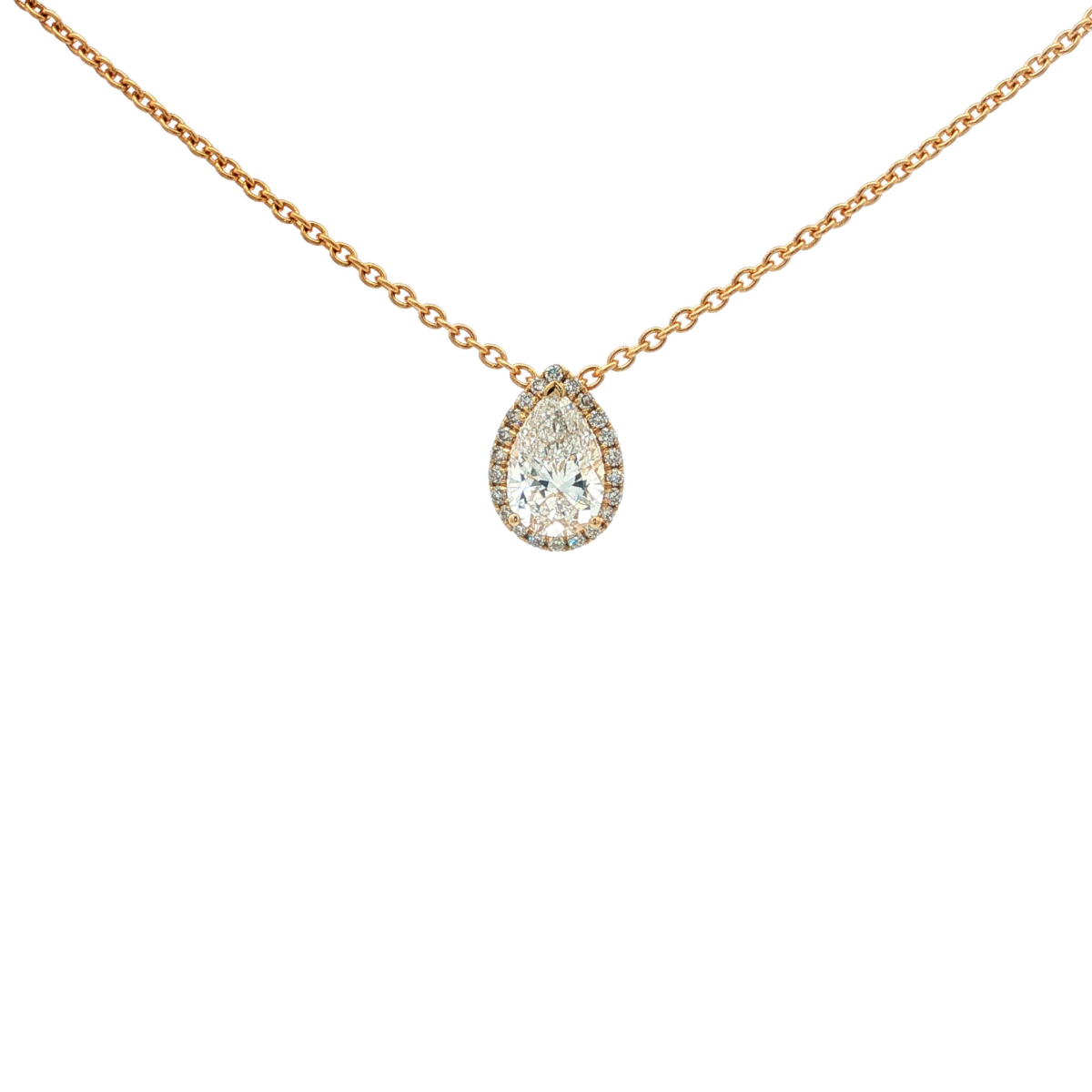 Pear Cut Diamond Pendant in Yellow Gold