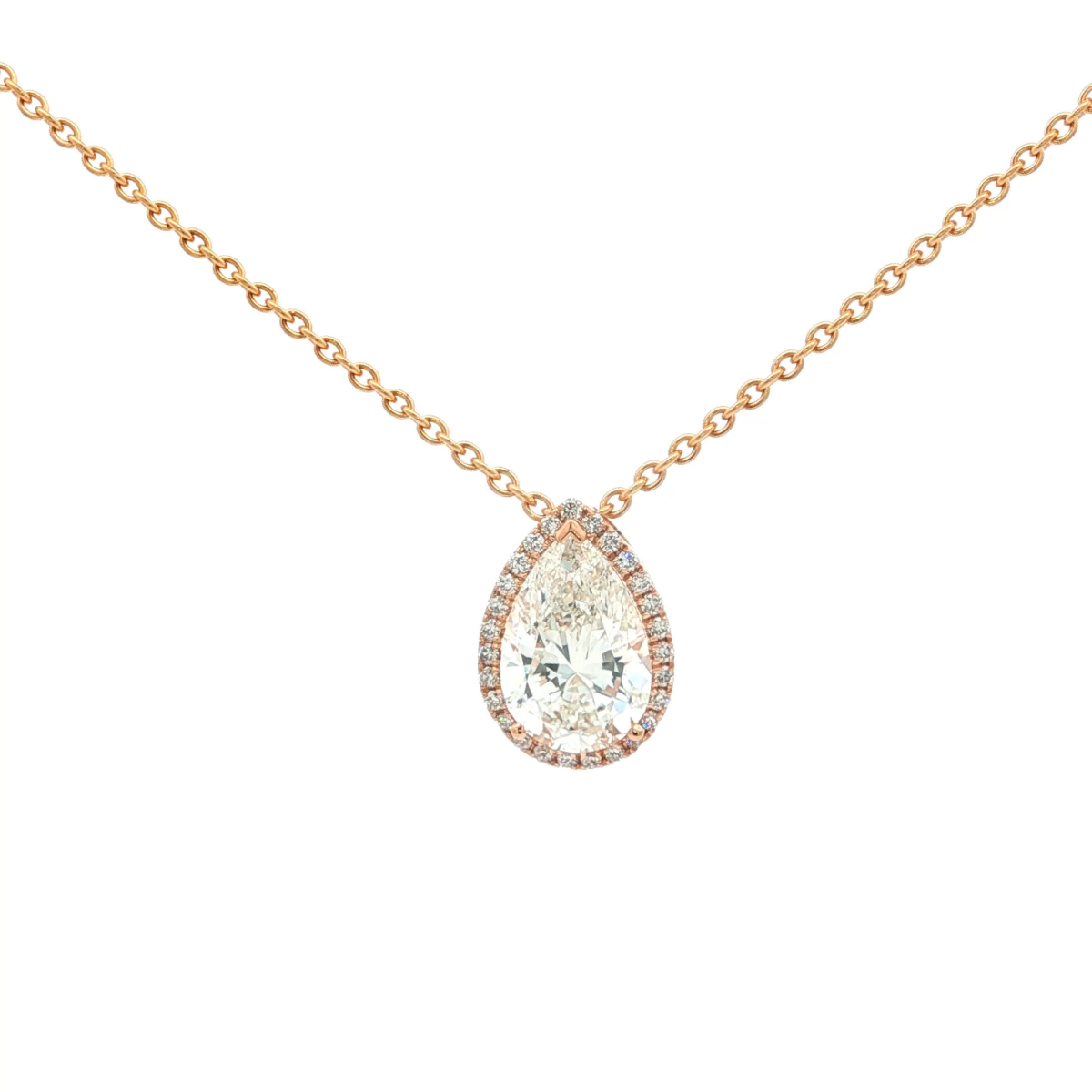 Pear Cut Diamond Pendant in Rose Gold