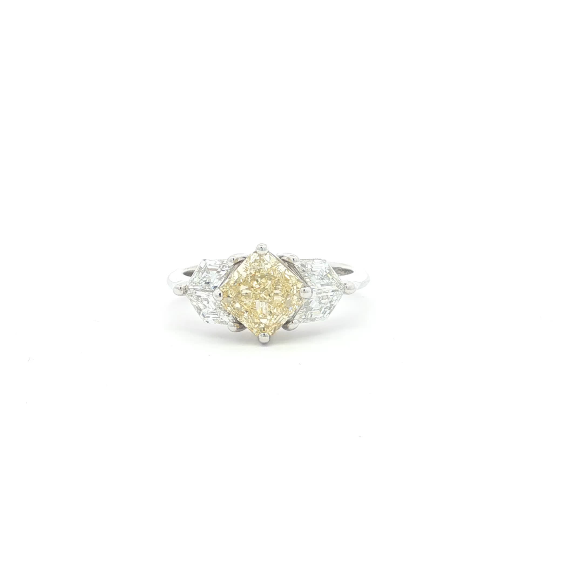 Fancy Yellow Square Radiant Diamond Ring