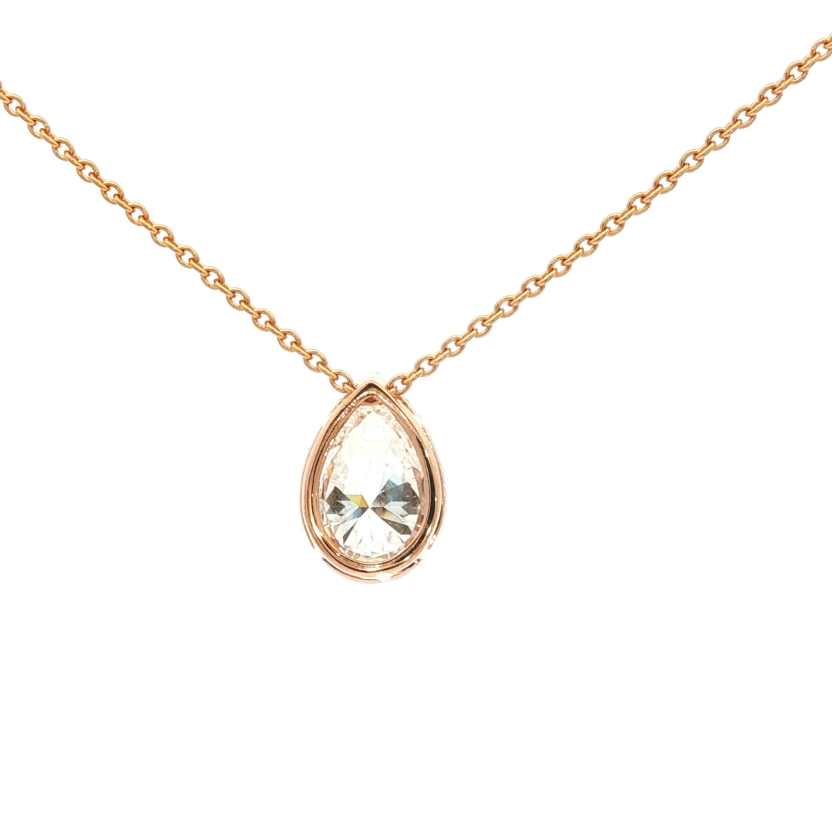 Pear Cut Diamond Pendant in Rose Gold