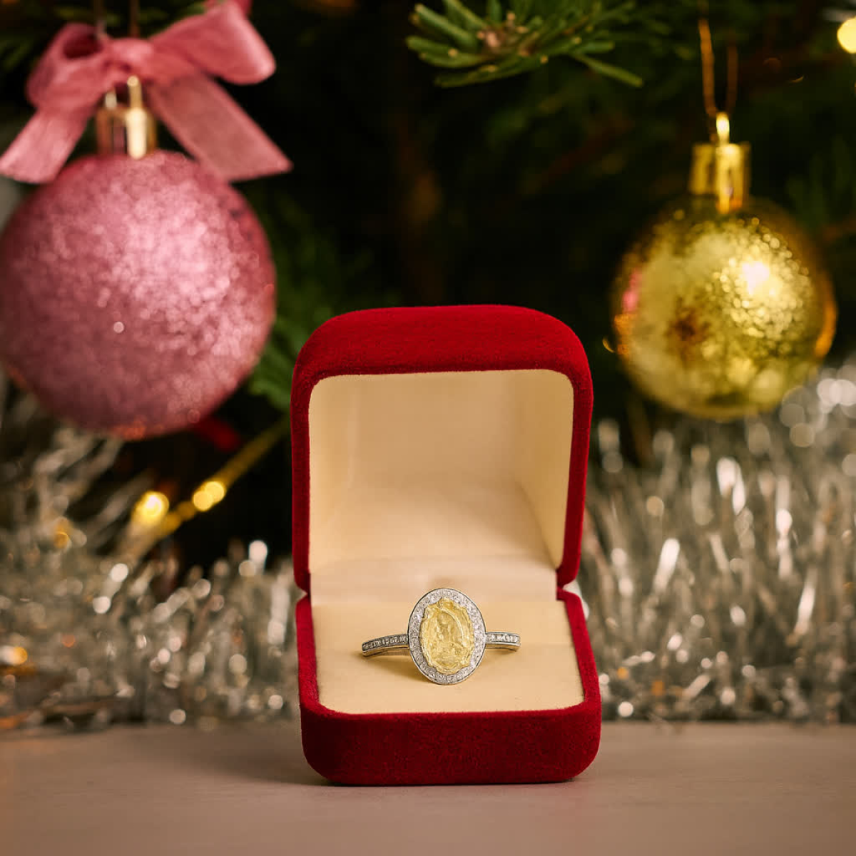 Fancy Yellow Oval Cut Diamond Ring