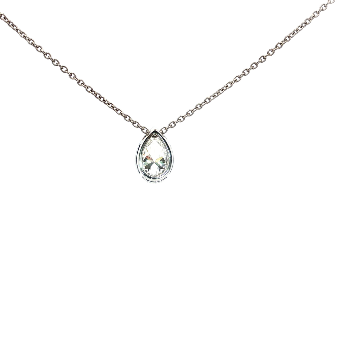 Pear Cut Diamond Pendant in White Gold