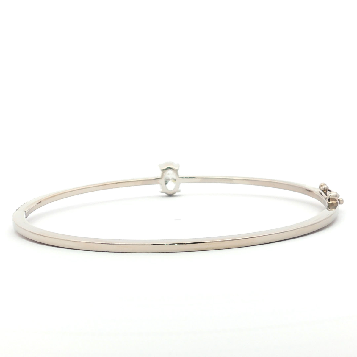 Oval Cut Diamond Bangle in White Gold
