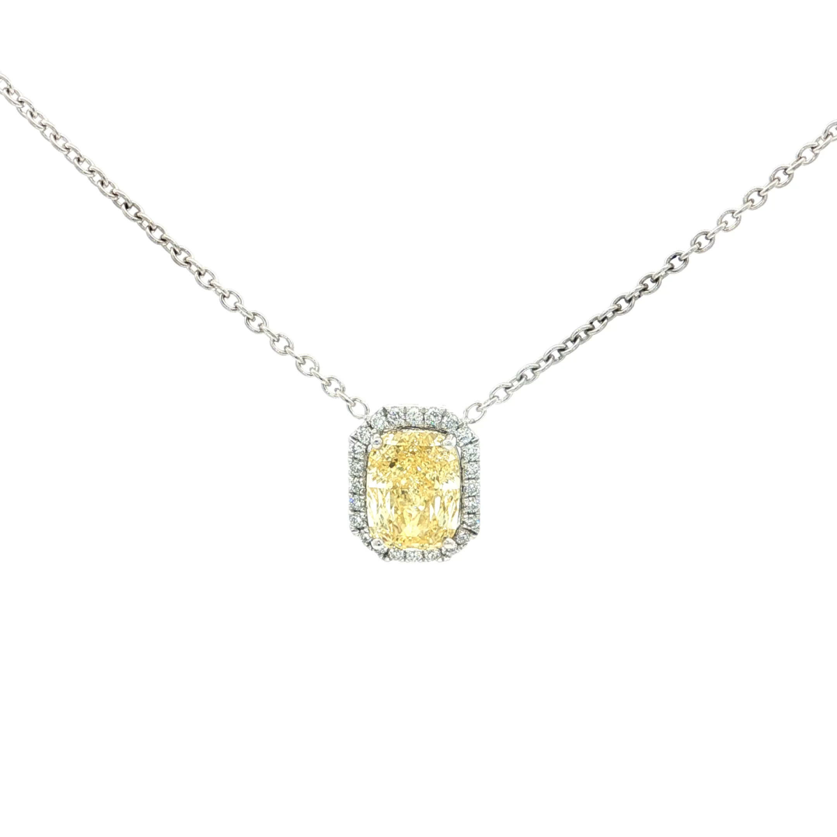 Fancy Intense Yellow Cushion Diamond Pendant