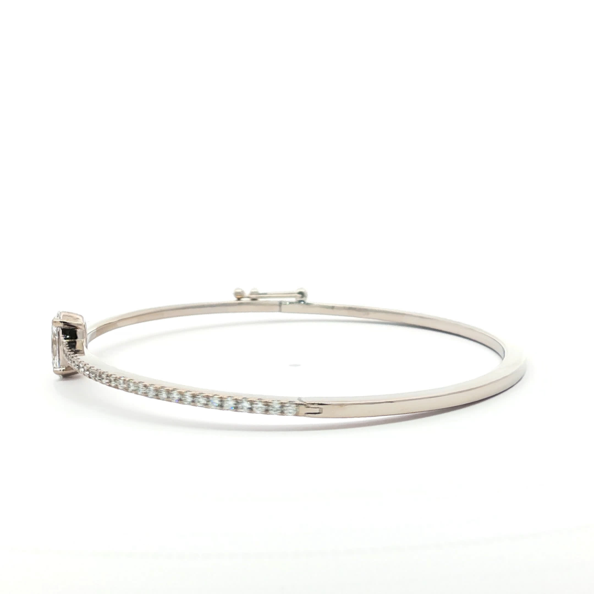 Oval Cut Diamond Bangle in White Gold