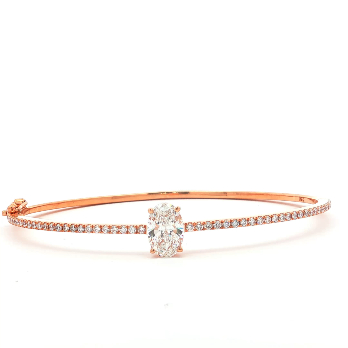 Oval Cut Diamond Bangle in Rose Gold