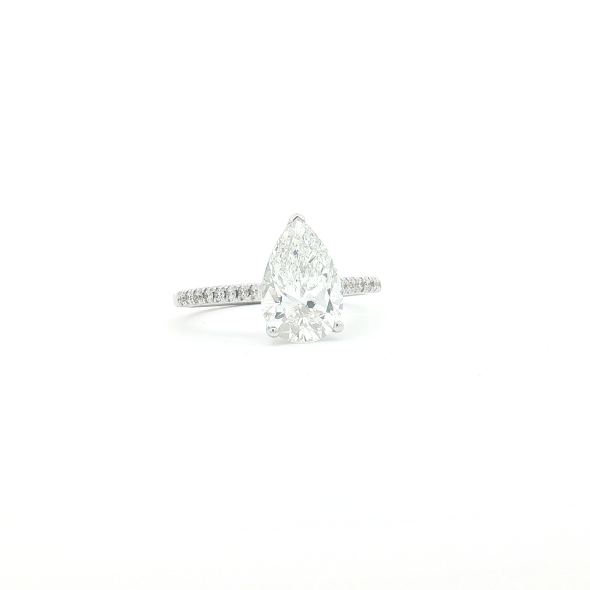 Pear Cut Diamond Ring in White Gold