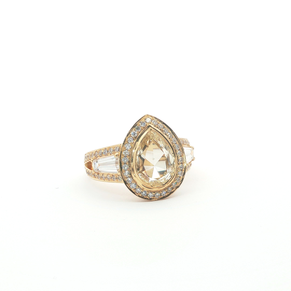 Fancy Yellow Pear Cut Diamond Halo Ring