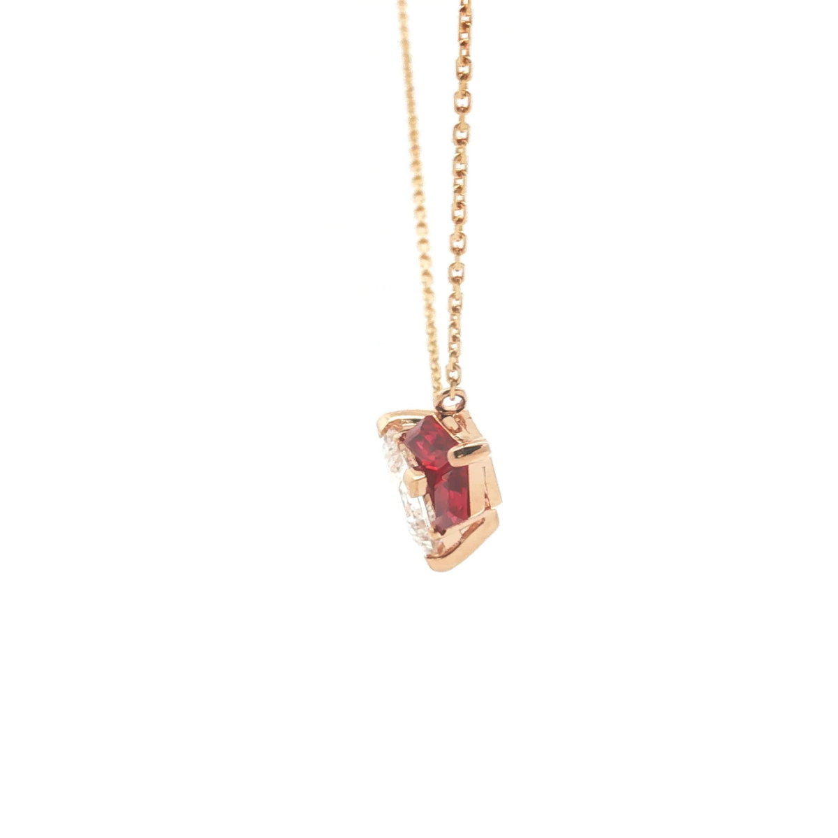 Princess Cut Diamond Pendant with Red Rubies