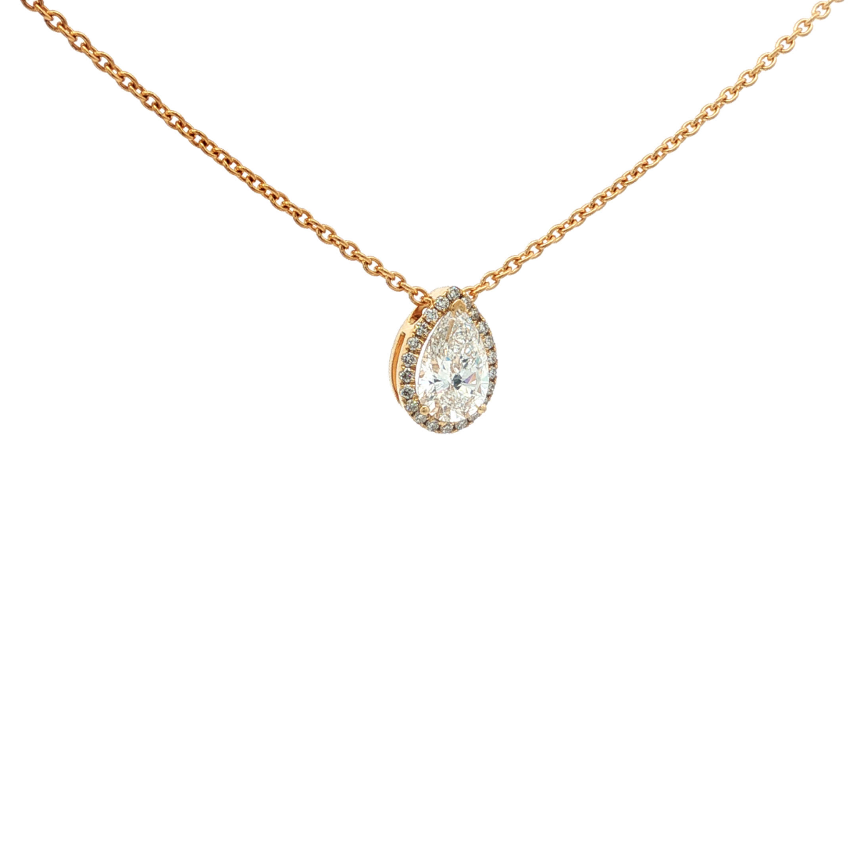 Pear Cut Diamond Pendant in Yellow Gold