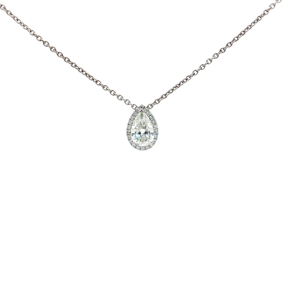 Pear Cut Diamond Pendant in White Gold