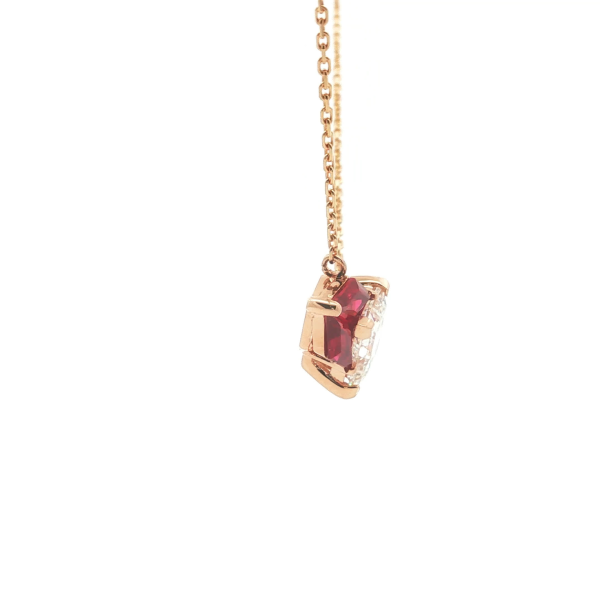 Princess Cut Diamond Pendant with Red Rubies