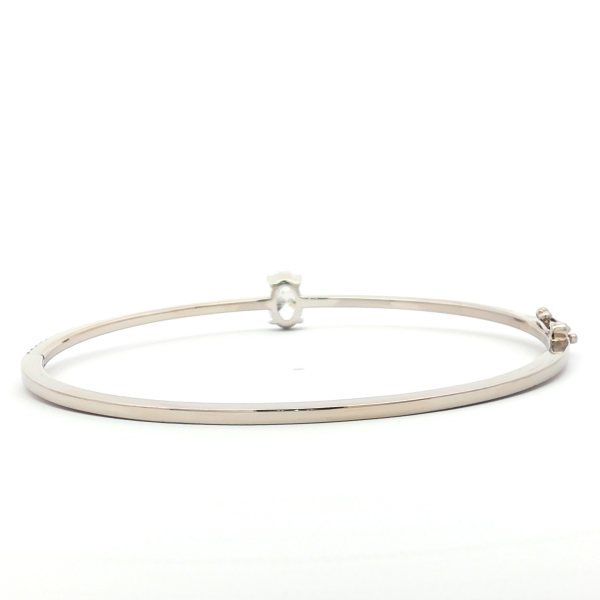 Oval Cut Diamond Bangle in White Gold