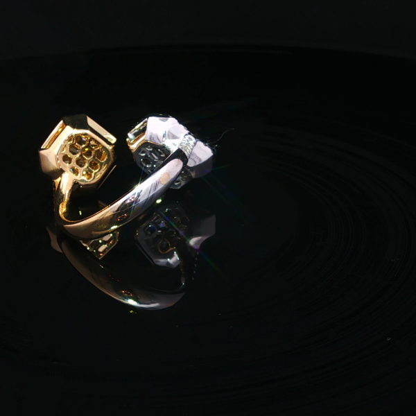 Fancy Vivid Yellow Square and Radiant Multi-Diamonds Ring