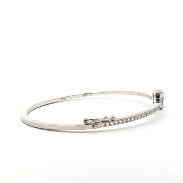 Oval Cut Diamond Bangle in White Gold
