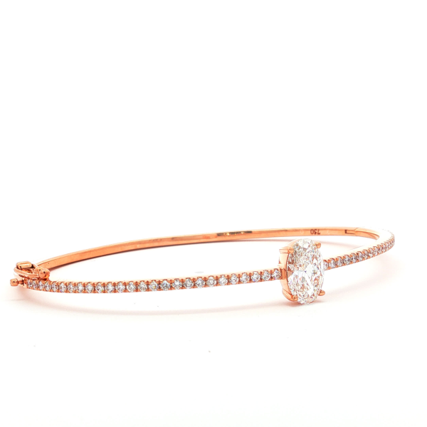 Oval Cut Diamond Bangle in Rose Gold